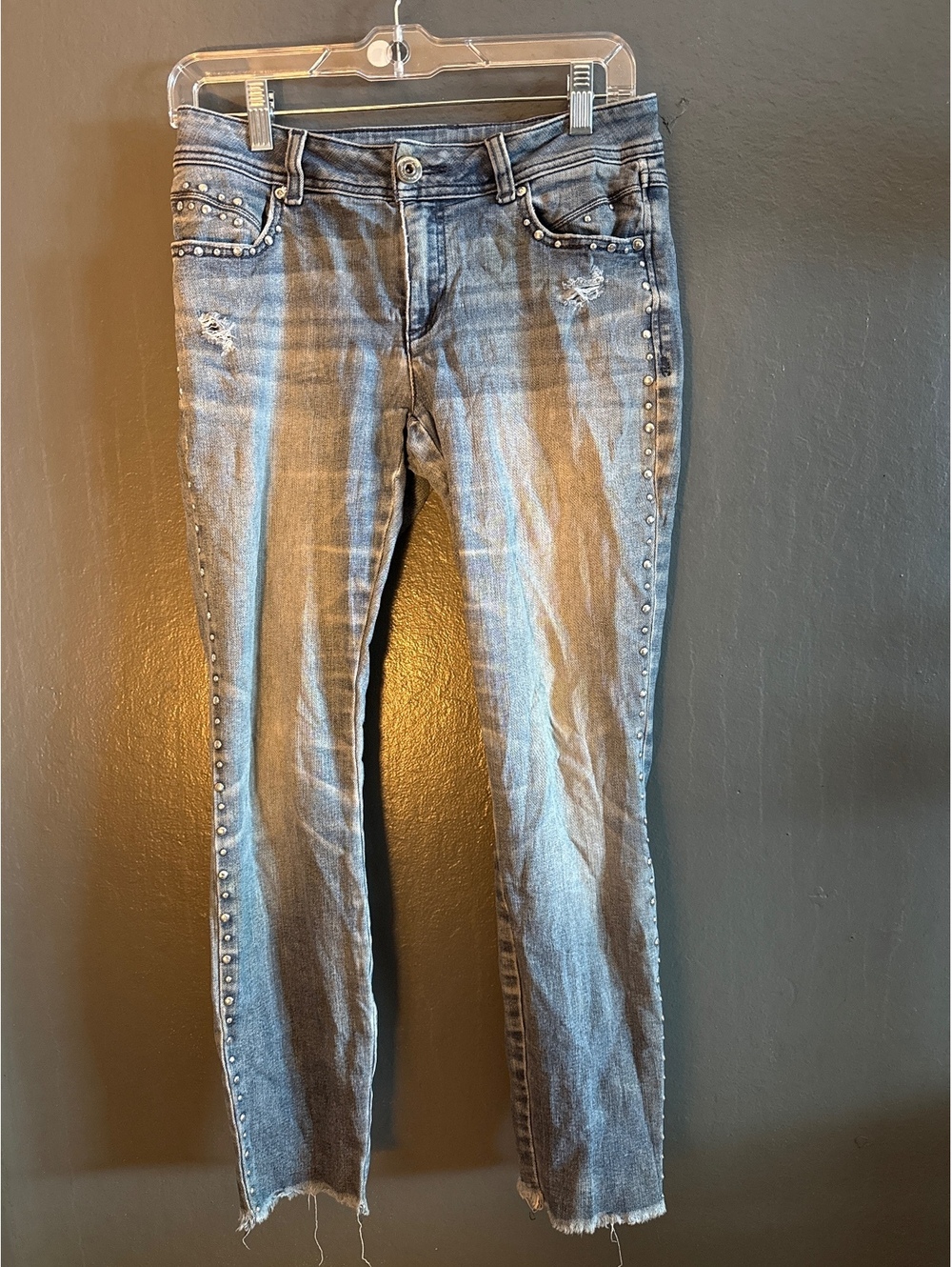 Inc Women's Blue Denim Studded Skinny Jeans - Distressed Casual Streetwear